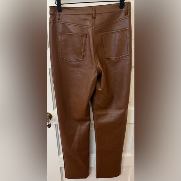 Aritzia Wilfred THE MELINA Women's Faux Vegan Leather Pants High Waist Sz 6 - Picture 2 of 7